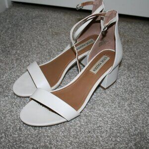 Steve Madden White Kitten Heeled Sandals